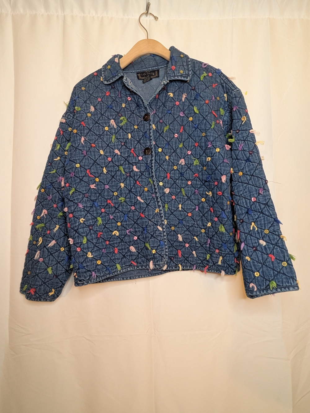 Vintage Quilted Embroidered Denim Jacket